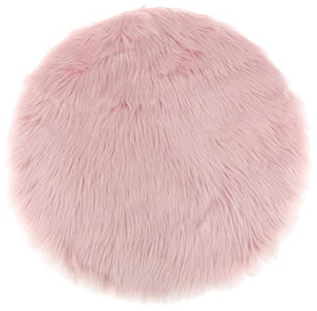perfk Plüschteppich Kinderzimmer Flauschiger Kunstfell Schaffell Sitzpolster Sitzkissen, Rosa 40 cm
