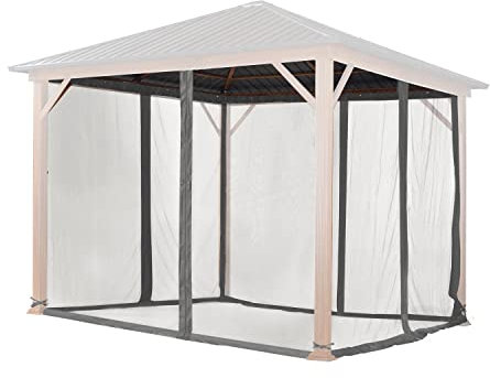 Moustiquaires pour Tonnelle de Jardin Forest Superior 3x3 m, Gris, avec Fermeture Eclair