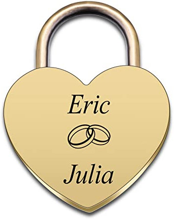 INBLUE Personnalisé en Forme de Coeur Serrure Gravure Photo Nom Date Pour Couple Copain Petite Amie Amour Pont Alliage Cadenas avec Clé Valentin Relation Amant Cadeau(Couleur Bronze)