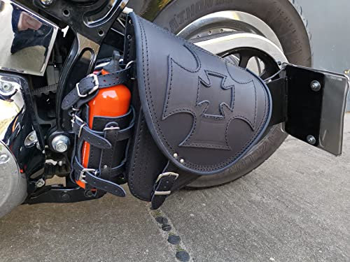 ORLETANOS Werkzeugtasche Diablo Malteser schwarz kompatibel mit Harley Davidson Softail Heritage Breakout Starrahmen Tasche Koffer HD Leder Reisetasche