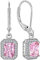 YL Damen Ohrhänger 925 Sterling Silber Oktober Geburtsstein Turmaline Rosa Quadrat Ohrringe