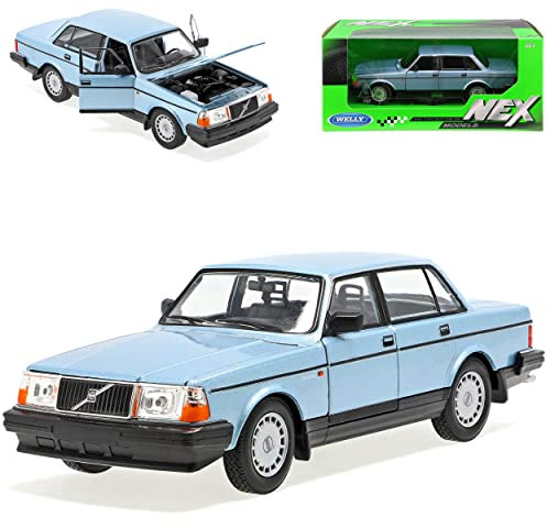 Welly Volvo 240 GL Limousine Blau 1974-1993 1/24 Modell Auto mit individiuellem Wunschkennzeichen