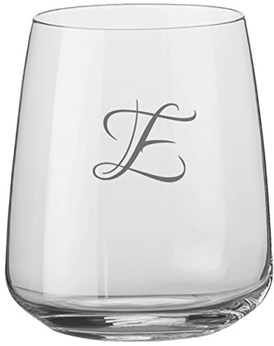 Wasserglas mit Initial Gravur 1 Stück | 360ml Nexo Wasserglas | Spülmaschinenfest | Trinkglas & Individueller Buchstabe Name Initial