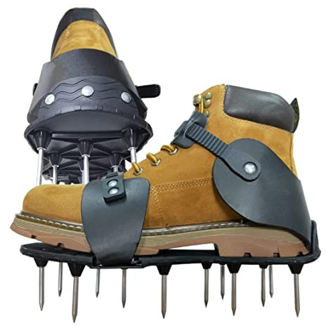 Rasenlüfter Schuhe Garten Gras Vertikutierer Spike Yard Belüftungsschuhe Mit Verstellbaren Riemen Rasenlüfter Sandalen Gras Vertikutierer Rasen Belüftungswerkzeug 1 Paar