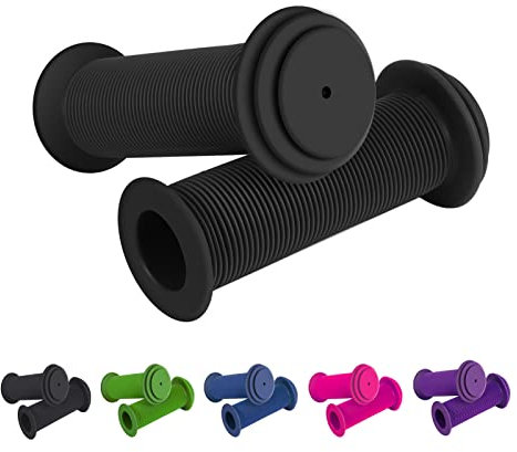 RosewineC Bike Handlebar Grips Soft Non-Slip Bicycle Handle Grips Children's Bike Handlebars Scooter Handle Grips Rubber Handle Cover Universal Kids Bike Grips for Kids Boys Girls(Black)