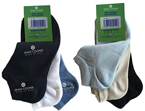 JIMMY COOPER MOOD OF MOD Calzini bambino bambina corti in cotone estivi in filo di scozia leggeri fantasia invisibili colorati bimbo bimba. Prodotto Italiano. Confezione da 6 Paia