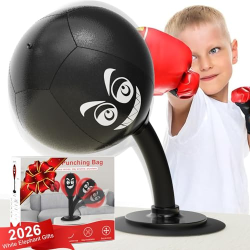 HZG Desktop Punching Bag, Stress Buster with Suction Cup for Office Table and Counters, Heavy Duty Stress Relief Ball, Desk Boxing Punch Ball, Funny Toys Punching Bag for Kids Coworkers and Friends
