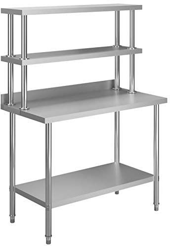 Homgoday Edelstahl-Gastro-Tisch 120x60x150 cm mit Aufkantung, ideal für Küchen und Restaurants - Silber Model3054471