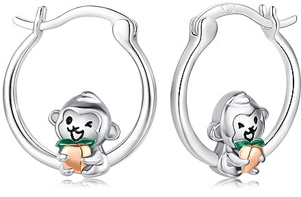 Twoowl Affen Ohrringe 925er-Sterlingsilber Tierschmuck Valentinstagsgeschenk für Frauen und Mädchen Tierliebhaber