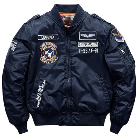 BININBOX Veste d'Aviateur Militaire pour Homme Classique Col Montant Jacket d'Hiver en Coton Chaude