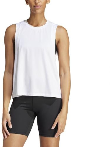 adidas Damen Studio Tank Top, White/Grey Two, M