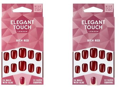 Elegant Touch Core Colour Nails Rich Red (Pack of 2)