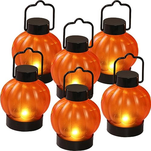 OSALADI 6st Led Laterne Kerzenlicht Flackernde Lichtkerze Led-nachtlichtbirnen Geführte Kürbislaternen Halloween-kürbislampen Geführte Laternen Lackierprozess Ce Batterie Combo-platte