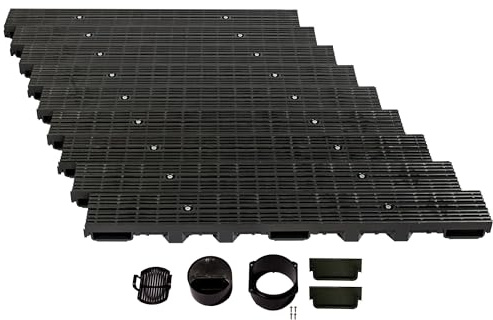 ScarMaxx - A15 Entwässerungsrinne Set - 13 x 900 x 6 cm Bodenrinne - Regenwasser Ablauf - Abfluss mit Gitter - Drainagekanal Flach Kunststoffmit Längsstabrost Line Schwarz