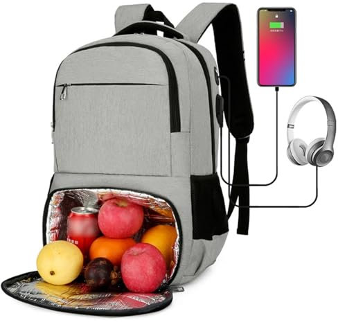 Mochila de 19 pulgadas con compartimento for el almuerzo, mochila de viaje con lonchera y puerto USB, mochila for computadora universitaria duradera y resistente al agua for hombres y mujeres ( Color