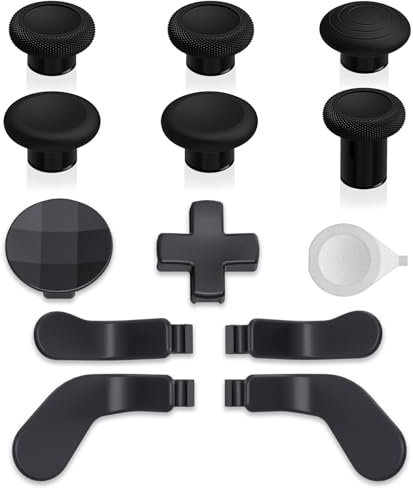 eXtremeRate 13 in 1 Metal Thumbsticks for Xbox One Elite Series 2 Controller, 6 Metal Joystick & Adjustment Tool, 2 D-Pads, 4 Paddles for Xbox Elite Series 2 Core Controller - Metallic Black