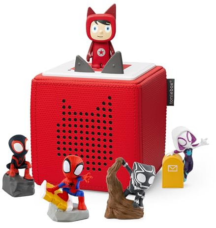 tonies Marvel Spidey & Friends Bundle including 1 Creative & 4 tonies - Spidey, Ghost Spider & Miles Morales Black Panther, Red