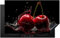 KitchenYeah© Herdabdeckplatte Einteilig Küche Herdabdeckung Induktionsfeld Ceranfeld Herdabdeckplatten Vinyl Matte Aufrollbar Kirschen - Rot - Frucht - Wasser - Schwarz - 85x52 cm