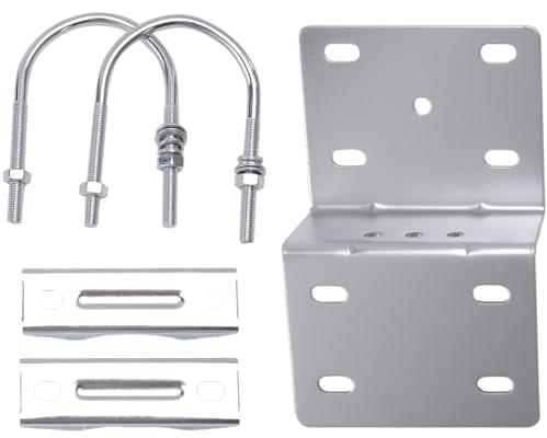 Xnuiasqe Antenna Pole Mount Kits, Antenna Pole Mount Bracket with Double U-Bolts Clamp V Jaw Bracket for Antenna Pole Holder Easy Install