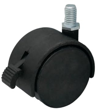 Möbelrad Durchmesser 50mm/40kg, Platte mit Bremse, Gewinde M8 | Möbelräder | Rad für Möbel, Bürostuhl, Beistellbett, Schreibtischstuhl, Hocker | Stuhl-Rad | Schwarz