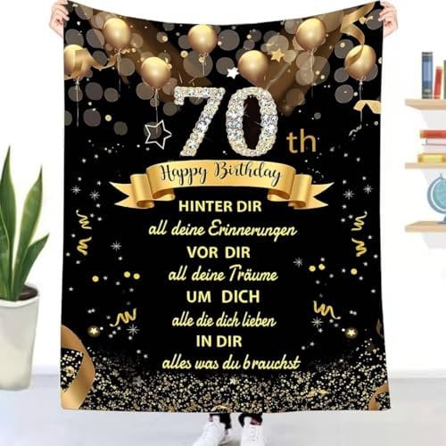 UOOYAA 70 Geburtstag Geschenk Kuscheldecke für Frauen Manner, 70. Geburtstagsgeschenk für Frauen Kuscheldecke für Freundin Beste Freundin Schwester Geschenke zum 70. Geburtstag