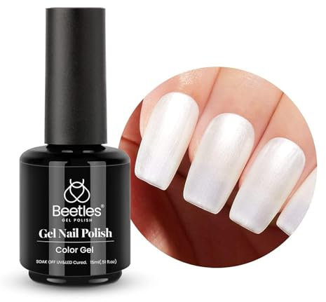 beetles Gel Polish, 1 Pcs 15ml Pearl White Shell Pearlescent Gel Polish Pearl Shimmer Soak Off Gel Nail Art Manicure Salon Nail Design Nail U V Gel Home DIY Manicure-CL616-RE