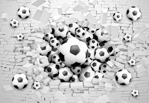 Lumalea - Papier peint panoramique Enfants Ballons de Foot 3D - Largeur 461 cm x Hauteur 320 cm
