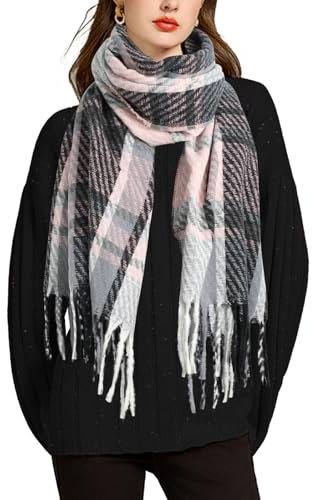 Comilaka Damen Schal Kariert Lange Winterschal Warm Tartan Streifen Plaid Schal für Herbst Winter