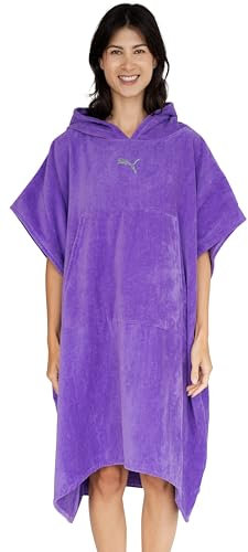 PUMA Badeponcho Damen und Herren - Unisex Bademantel - Badetuch mit Kapuze - purple - Gr. L/XL