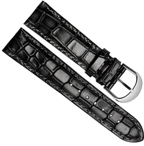 honyeuk Modisches Armband aus echtem Leder mit Kroko-Textur, Armband, Armband(Black,20mm)
