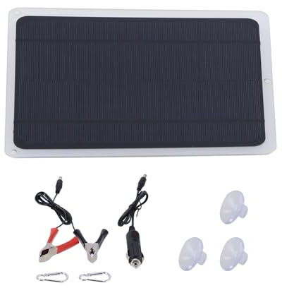 Chargeur de Panneau Solaire 6W 12V, Sortie USB 1A, Panneau Solaire Monocristallin Portable pour Voiture, Bateau, Camping-car avec Protection de Inversée IP65, étanche,
