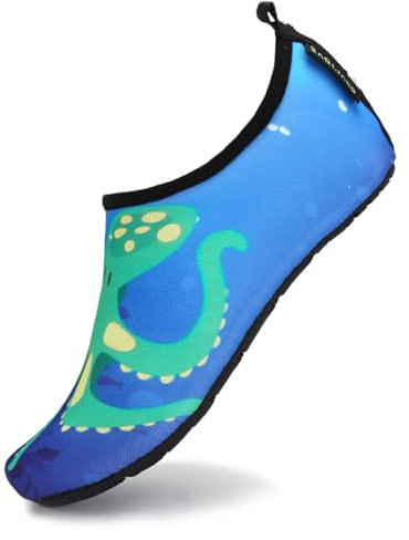 SAGUARO Wasserschuhe Badeschuhe Kinder Schwimmschuhe Jungen Mädchen Strandschuhe Schnelltrocknend Aquaschuhe Leicht rutschfeste Surfschuhe Neoprenschuhe Tauchschuhe Hellblau,GR.22/23