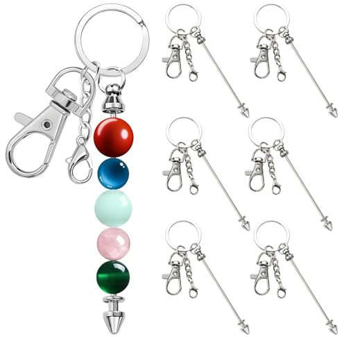 YCHYAN 6 Stück Silber Perlen Schlüsselanhänger Metall Schlüsselanhänger für DIY Handwerk Buchtaschen Metall