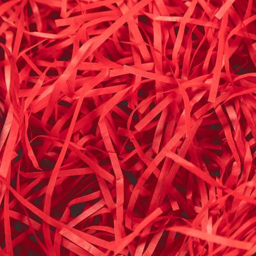 Papier de soie rouge déchiqueté de 200 g - Remplissage de panier à paillettes pour panier de boîte - Ruban pour fête d'anniversaire, paniers de Pâques