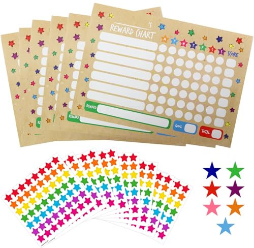 6 Reward Charts and 100+ Stickers - Reward Charts for Children Behaviour, Potty Training Stickers for Girls and Boys, Customisable, Educational and Rewards Good Behaviour