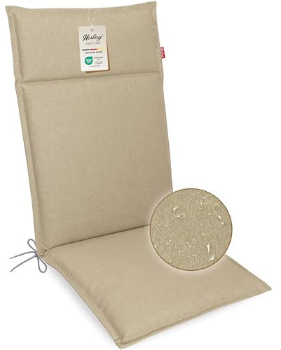 Herlag Gartenstuhlauflage Bea Hochlehner 120x50x4,5cm | Wasserabweisende Gartenmöbelauflage Fleckschutz | Bequeme Camping Sitzauflagen | Pflegeleichte Easy-Line | Öko Tex 100 | 1 Polster | Champagner