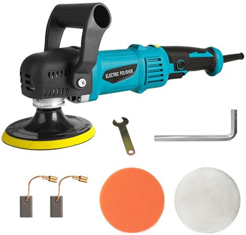 Lucidatrice Auto,lucidatrice rotorbitale,lucidatrice per auto 5800 Giri/min, 6 Velocità Regolabili,2*Spugne Lucidanti Impugnatura D staccabile per Auto,Lucidatura di Pavimenti e cera