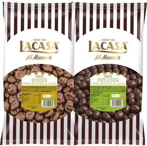 Lacasa Mi momento Pack 2 kg: deliciosas bolas de Nuez con chocolate con Leche y Pistachos con chocolate Leche