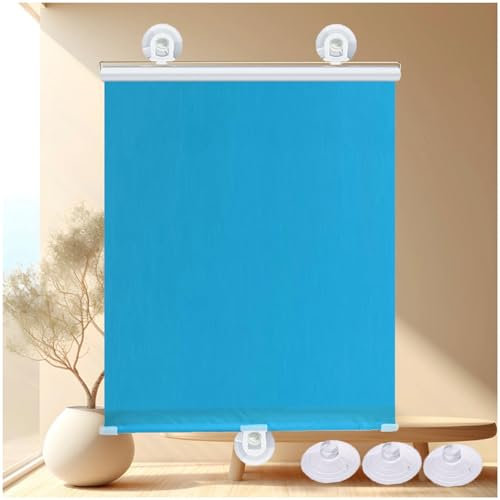 Tende a Rullo Oscuranti a Ventosa, Persiane Oscuranti Senza Forare, Persiane Parasole a Scomparsa, Tende Avvolgibile Protezione Uv, Persiane Temporanee Per Finestre/porte,blue-40x200cm/16*79in