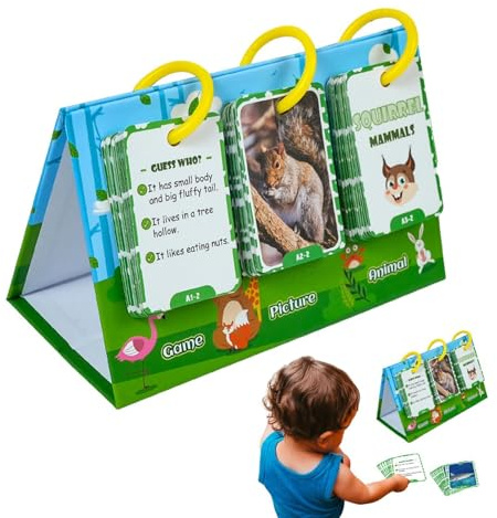 Ranley Tier-Flash-Kartenspiel, Tierlern-Flash-Karten - 69x Tierkognitive Flash-Karten | Lernspielset mit englischen Wörtern, Wortschatz für Kinder von