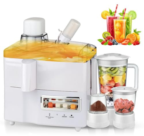 4 In 1 Juicer & Blender, 1.8L 800W Multifunction Juicer Machines, Electric Citrus Juice Extractor, 90% Juice Yield, for Lemon Lime Grapefruit Oranges, Vegetables