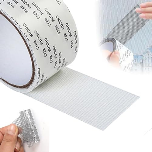 JClorix Ruban de Réparation Moustiquaire Fenêtre – 5 cm x 10 m, Auto-Adhésif en Fibre de Verre et PET pour Moustiquaires, Portes, Tentes, Fenêtres et Piscines – Résistant à l'Eau et aux UV (Blanc)