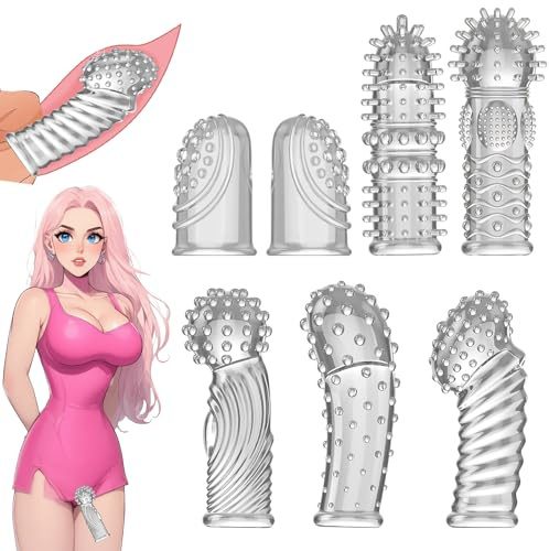 7 Pcs Fingerhüllen Set Masturbation, Vorspiel Sexfinger Ticklers Set Sexspielzeug für Paare extrem, Erotik Finger Massage für Klitoris Stimulation, Finger Penis Sleeve die Männer Frau