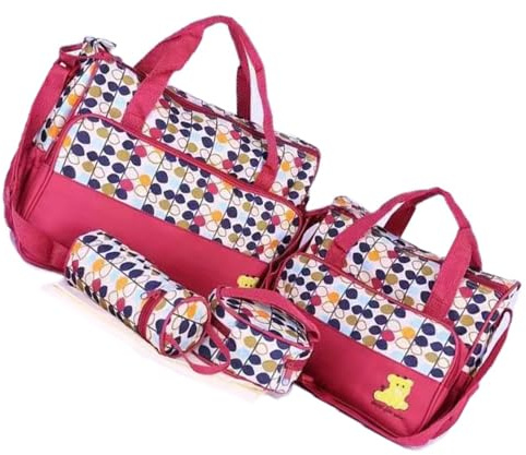 Baby-Wickeltasche mit Unterlage, großes Fassungsvermögen und einfacher Transport für Mutter und Baby, 5-teiliges Set, Kindergartentasche für Mütter