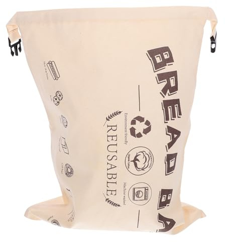DIYEAH Bolsa de Pan Reutilizable de Algodón con Hebilla Liberable Bolsa Ligera para Almacenamiento Doméstico de Alimentos para Pan y Snacks Práctica y Fácil de Transportar Color Beige