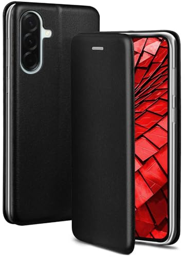 ONEFLOW Business Case für Samsung Galaxy A57 5G Handyhülle klappbar mit Standfunktion, Klapphülle Flipcase Cover Dünn, PU Leder Hülle mit Kartenfach, 360 Grad Schutzhülle, Schwarz
