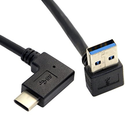 cablecc Reversible USB 3.1 USB-C Angled to 90 Degree Up Angled A Male Data Cable for Tablet Mobile Phone
