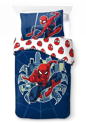 DISNEY ULTIMATE SPIDERMAN Ultimate Spiderman 'Popart' Single Duvet Set - Repeat Print Design, Multi-Colour