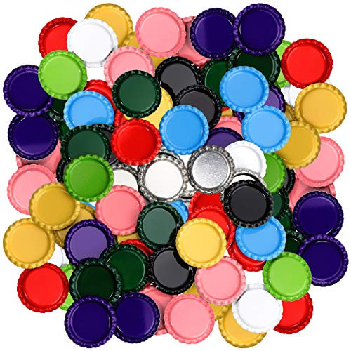 HAWORTHS 200 PCS Flat Decorative Bottle Cap Craft Bottle Stickers Double Sideds Printed Hair Bows, DIY Pendants Craft ScraPbooks Mixed Colors(10colors)