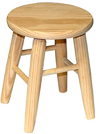 Taburete de madera natural 33 x 22 x 22 cm